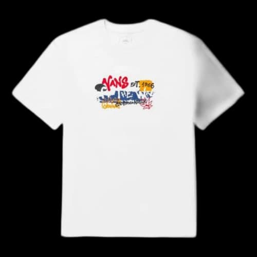 Vans Graffiti Alphabet Printing Sports Loose Short Sleeve Couple Style White