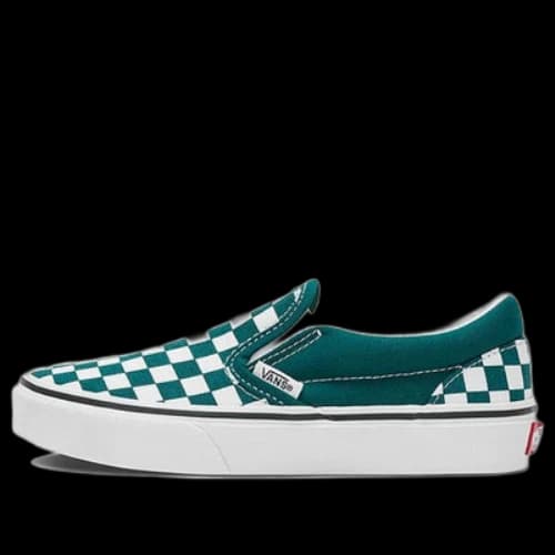 Vans Slip-On Low Top Casual Skate Shoes Kids Green White Grid 'Green White'