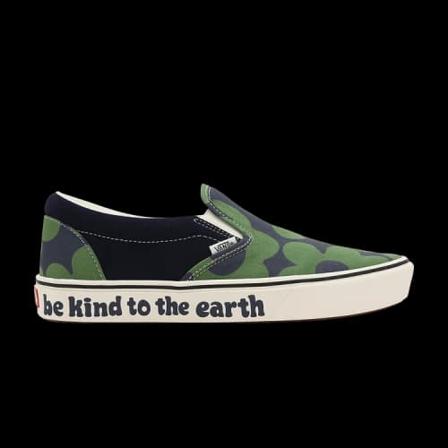 Vans Slip-On Casual Skate Shoes Unisex Green dark blue Flower Printing 'Green Dark Blue'