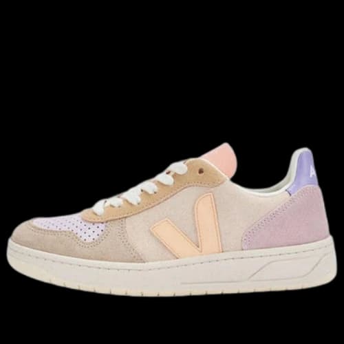 Veja V-10 Lace-Up Suede Sneakers 'Beige Yellow Pink'
