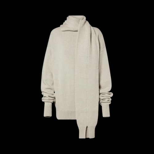 Calvin Klein Cashmere Long-Sleeve Scarf Sweater 'Seed Pearl'