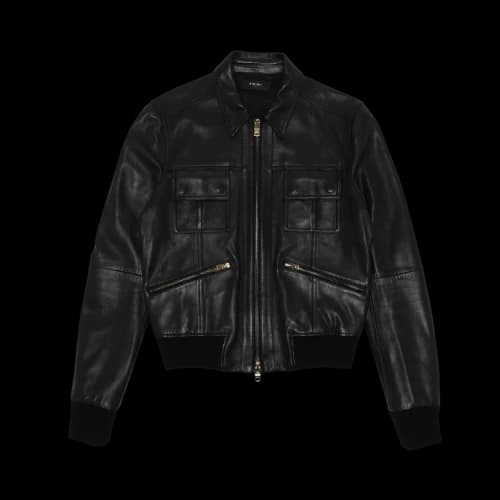 Amiri Ribbed Leather Jacket 'Black'