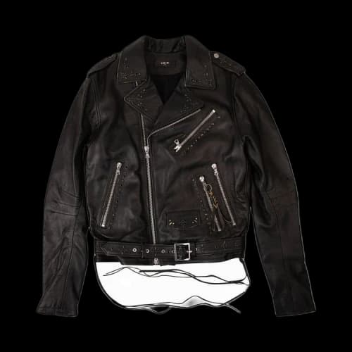 Amiri Leather Studded Biker Jacket 'Black'