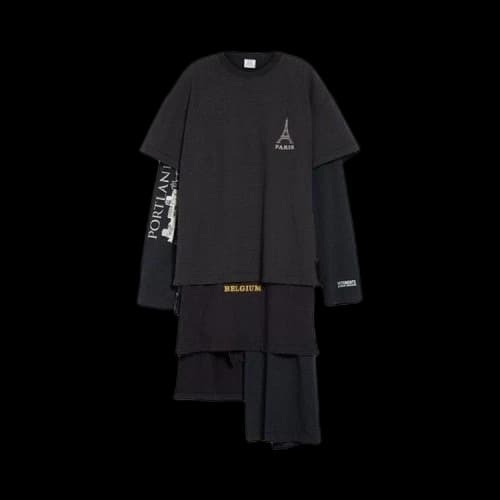 Vetements Layered Tourist Long-Sleeve T-Shirt Dress 'Black'