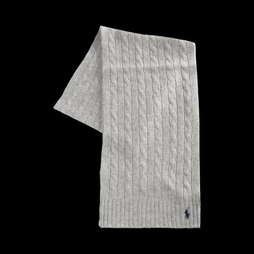 Polo Ralph Lauren Cashmere Classic Cable Scarf 'Soft Grey'