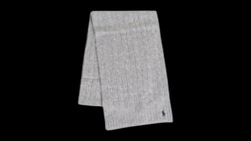 Polo Ralph Lauren Women's Wool Cashmere Classic Cable Scarf Soft Grey