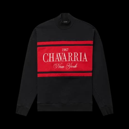 Willy Chavarria Stripe Gilroy Crewneck 'Black'