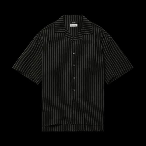 Willy Chavarria Camp Collar Short-Sleeve Shirt 'Black/White Stripe'