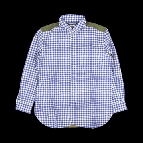 Junya Watanabe Gingham Camo Cotton Nylon Shirt 'Blue/Olive'