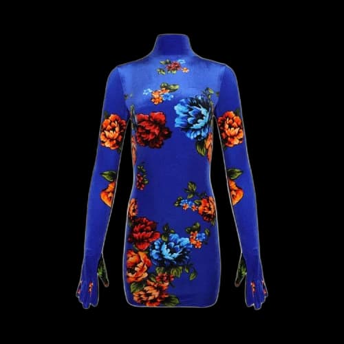 Vetements Velvet Styling Dress With Gloves 'Floral'
