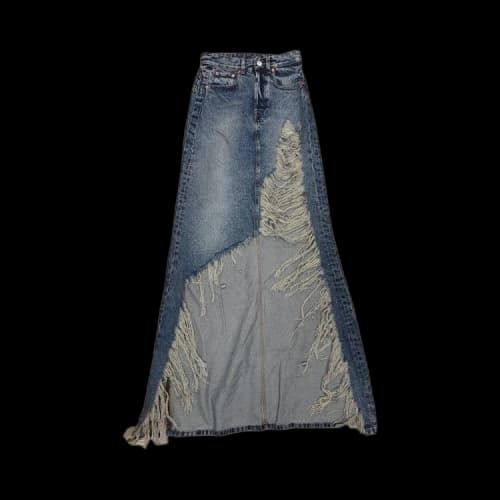 Vetements Destroyed Denim Maxi Skirt 'Blue'