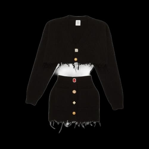 Vetements Cropped Cardigan And Skirt Knitted Set 'Black'
