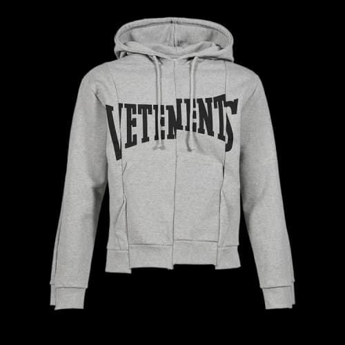 Vetements Cut-Up Logo Fitted Hoodie 'Grey Melange'