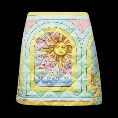 Casablanca Quilted Curved Hem Mini Skirt 'Art Deco/Multicolor'