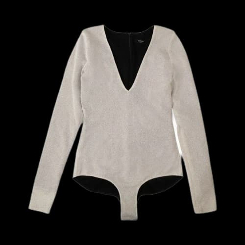 Amiri Deep V-Neck Bodysuit 'Silver'
