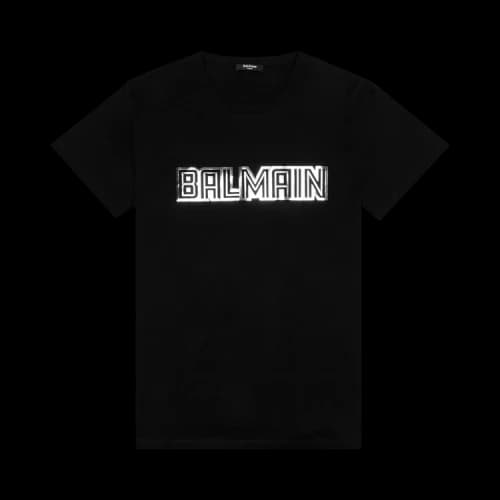 Balmain Metallic Embossed T-Shirt 'Noir/Argent'