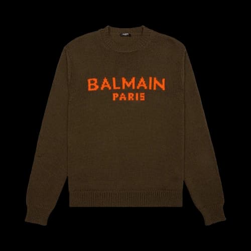 Balmain Merino Pullover 'Khaki/Orange'