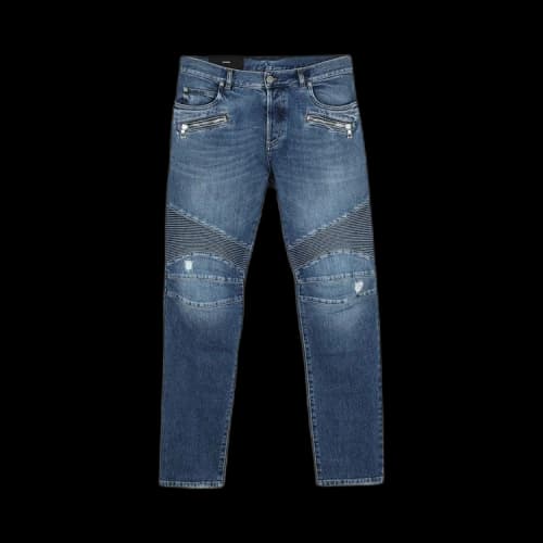 Balmain Vintage Scraps Slim Fit Ribbed Jeans 'Blue'