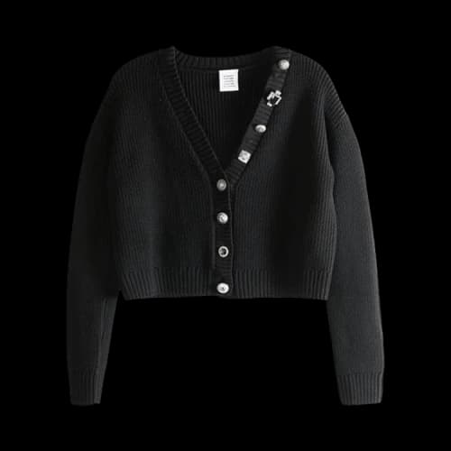 Vetements Fancy Button Mini Cardigan 'Black'