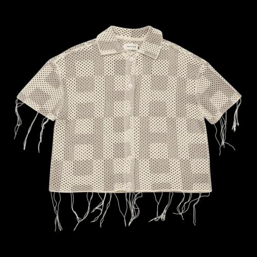 Honor The Gift Crochet Short-Sleeve Button Down 'Stone'