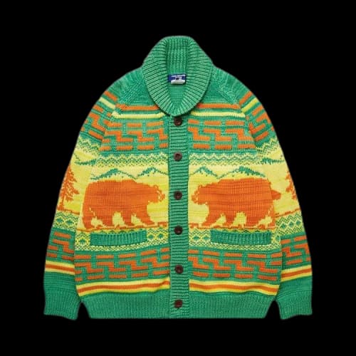 Junya Watanabe Patterned Intarsia Knit Cardigan 'Green/Yellow/Orange'
