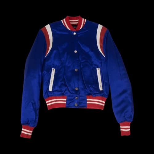 Amiri Silk Baseball Varsity Jacket 'Blue'