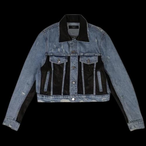 Amiri Denim Leather Panel Trucker Jacket 'Blue'