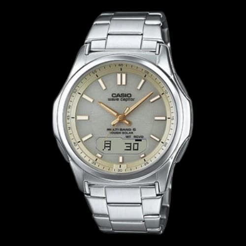 CASIO Wave Ceptor Series 50m Waterproof Solar Power Movement Silver Stainless Steel Strap