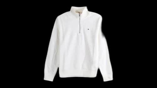 Tommy Hilfiger Women's Terry 1/2 Zip Sweatshirt Ecru