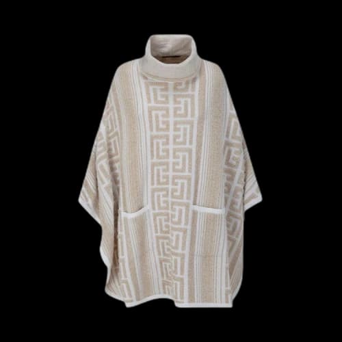Balmain Lurex Maxi Monogram Knit Poncho 'Pink'