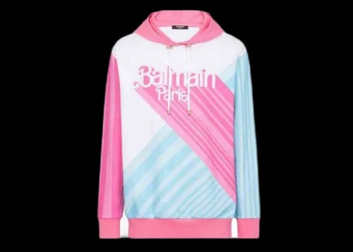 Balmain x Barbie - Cotton Sweatshirt Multicolor with Pink Balmain Logo Print