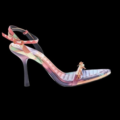 Diesel D-Vina Charm SDL Strappy Sandal Multicolor Poster Print Leather Sandal (Women's)