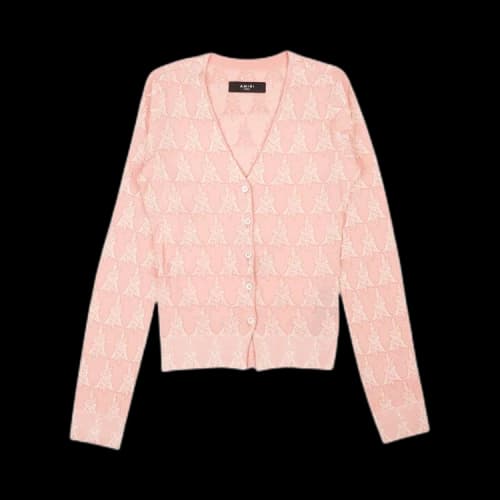 Amiri Dagger Monogram Cardigan Sweater 'Pink'