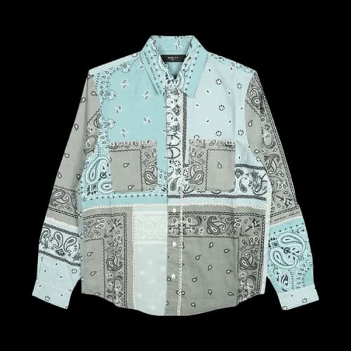 Amiri Bandana Reconstructed Flannel Top 'Pale Lime'
