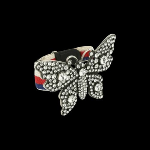 Gucci Crystal Embellished Butterfly Bracelet 'Silver'