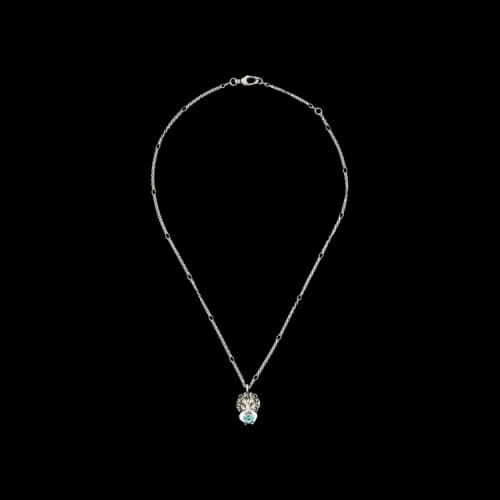 Gucci Lion Head Crystal-Embellished Necklace Silver