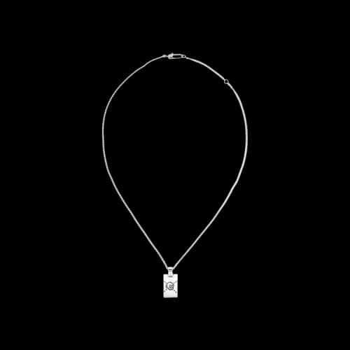 Gucci Sterling Silver Ghost Tag Necklace Silver
