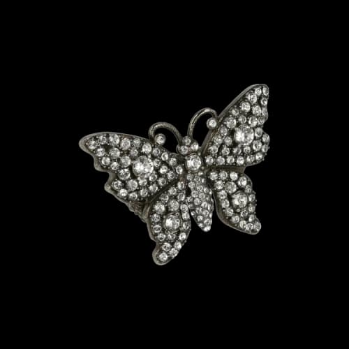 Gucci Crystal Embellishment Butterfly Cocktail Ring 'Silver'