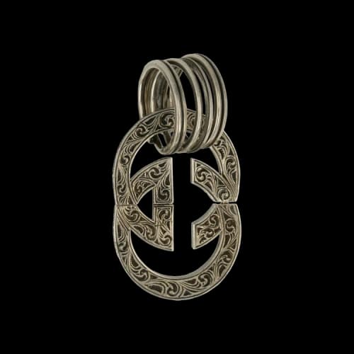Gucci Engraved Interlocking G Keychain 'Silver'