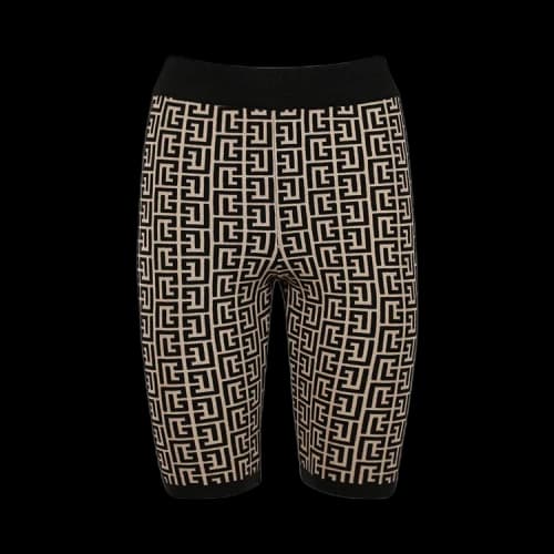 Balmain Monogram Knit Cyclist Shorts 'Black/White'