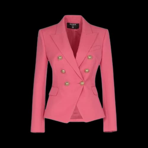 Balmain Grain De Poudre Double Breasted Jacket 'Pink'