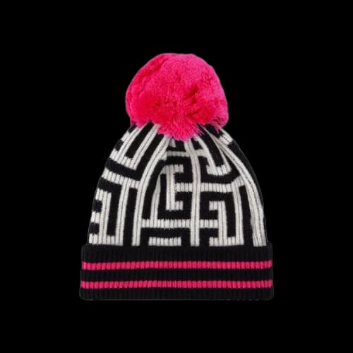 Balmain Embroidered Wool Blend Beanie 'Pink'