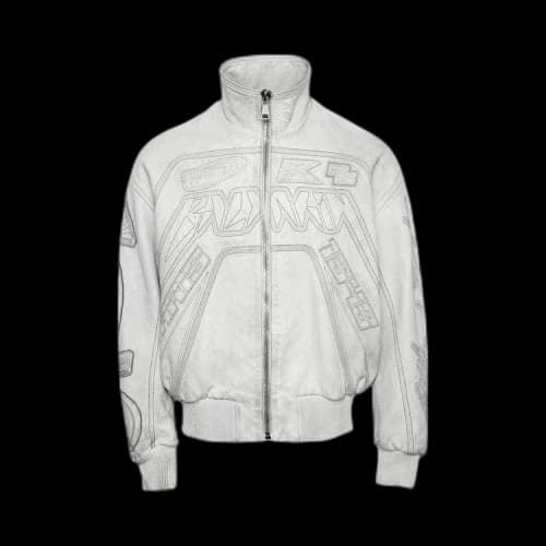 Balmain Motor Leather Bomber 'Blanc/Gris Clair'