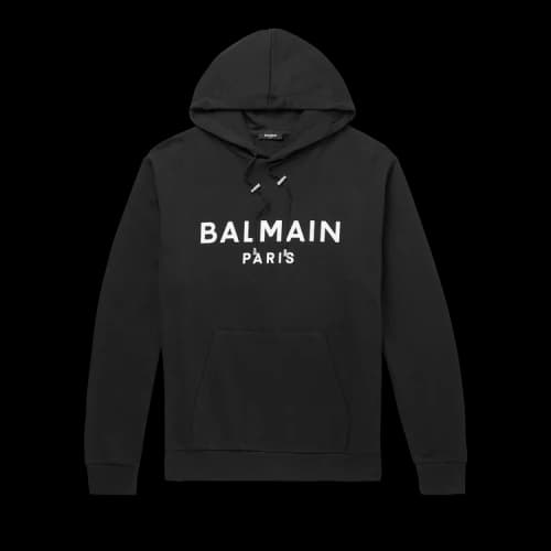 Balmain Hooded Sweatshirt With Paris Logo Print 'Black/White'