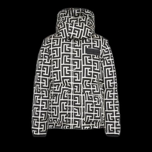 Balmain Quilted Maxi Monogram Jacket 'Black/White'