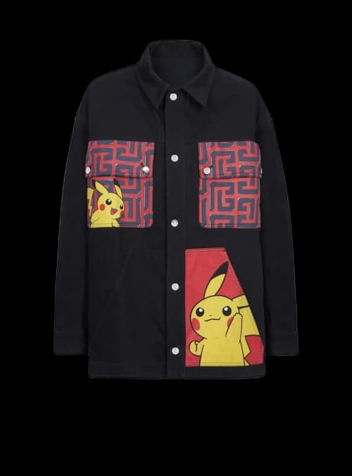 Balmain x Pokemon Print Denim Jacket Red
