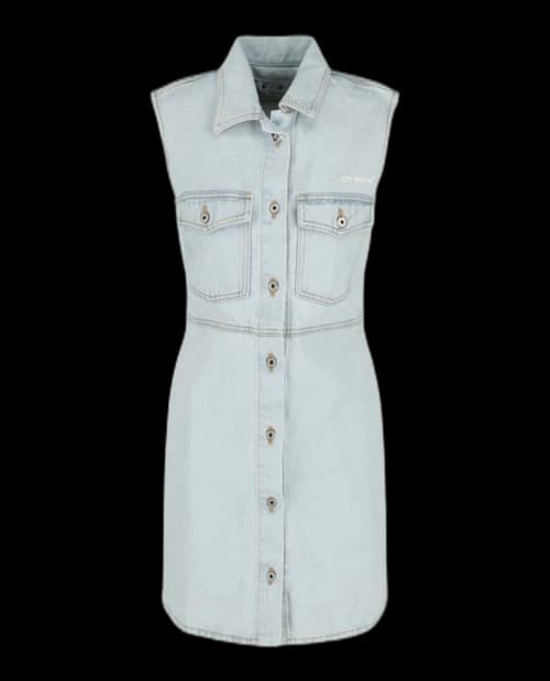OFF-WHITE Diag Sleeveless Shirt Dress Blue