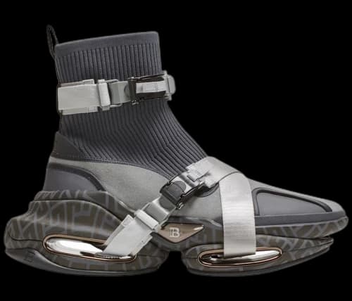 Balmain B-Bold High-Top Knit Grey Strap