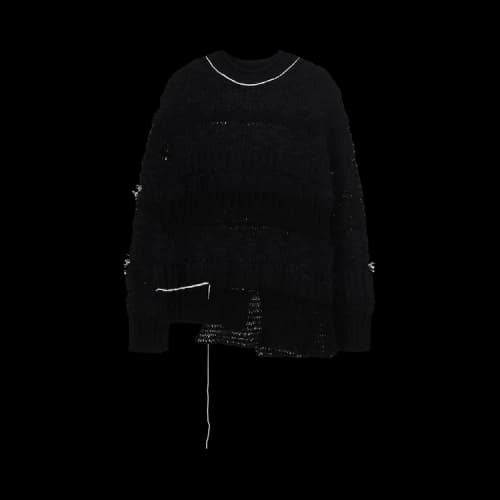 Y's Thread Accented Wool Blend Sweater 'Black'