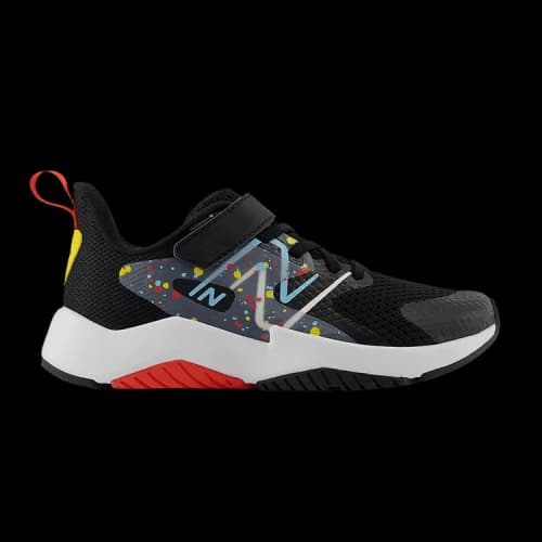 New Balance Rave Run v2 Bungee Lace Black Blast Red Team Sky Blue (PS)